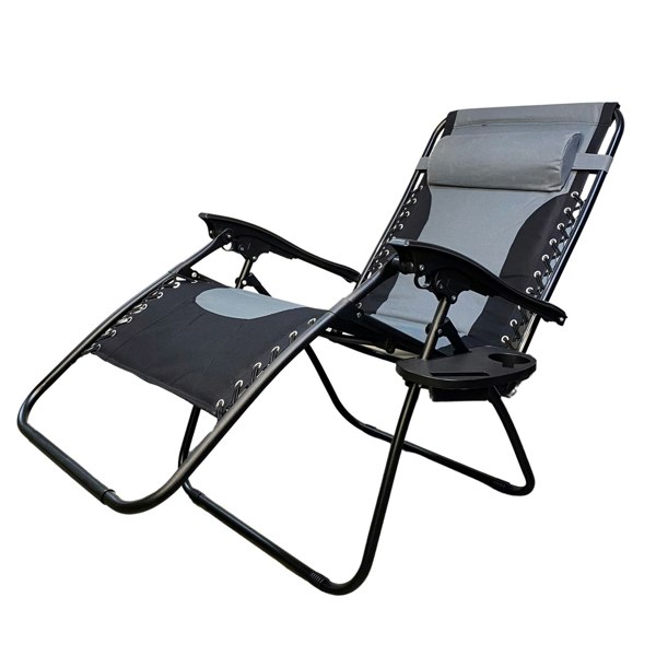 Samuel Alexander Luxury Padded Multi Position Zero Gravity Garden Relaxer Chair Lounger in Grey & Black