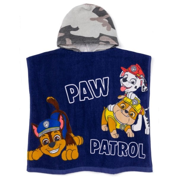 Paw Patrol Childrens/Kids Camo Hooded Towel - Navy/Grey