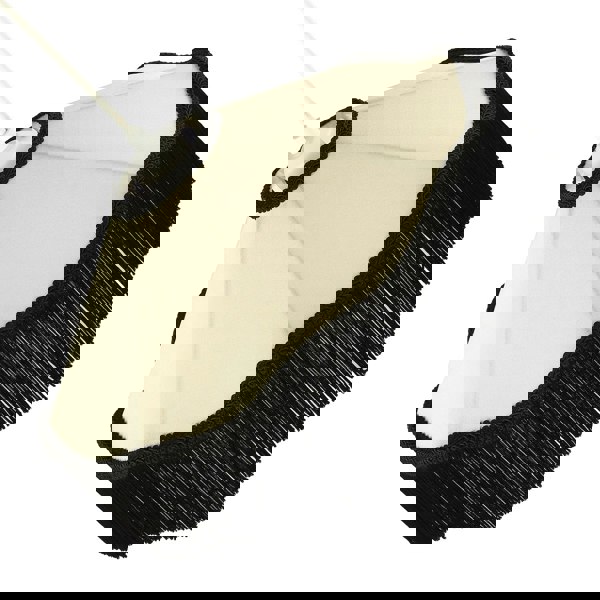 Chic Victorian Pendant Lamp Shade in Cream Faux Silk with Black Trims Image 5