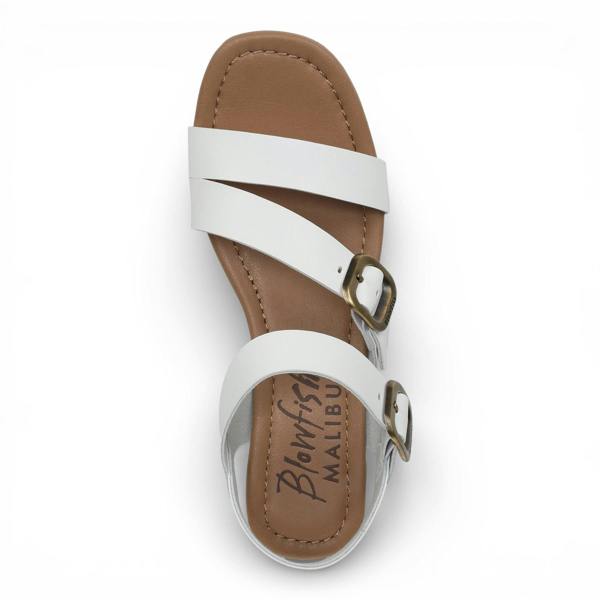 Blowfish Malibu Womens White Wedge Strappy Espadrille Heel Sandals - Ali