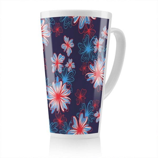 Benjamin Tate Design Red White & Blue Flower Print Latte Mug