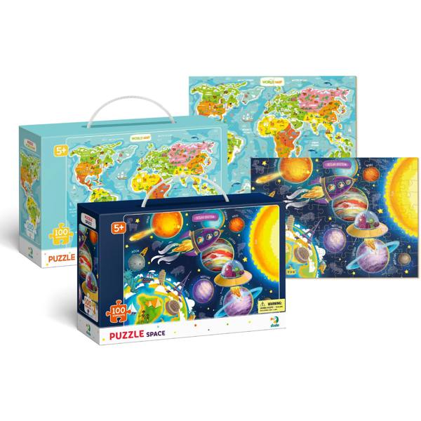 DODO Set Of 2 Maps One Of The World and One Of Space - Blue