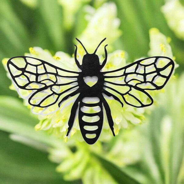 EDH Door Hardware Black Metal Honey Bee Silhouette Wall Art – 24 x 38 CM | Decorative Bee Wall Hanging for Indoor & Outdoor