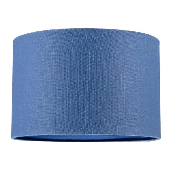 Designer English Manor Blue Textured Linen Fabric Circular Lamp Shade Image 1