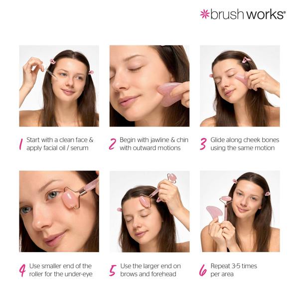 Brushworks Rose Resin Roller & Gua Sha