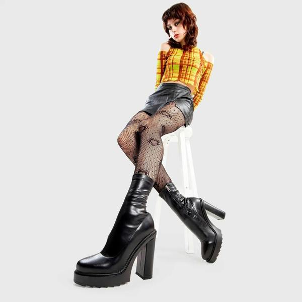 Lamoda Stardust BlackPU Platform Ankle Boots Trendy Comfortable Stylish