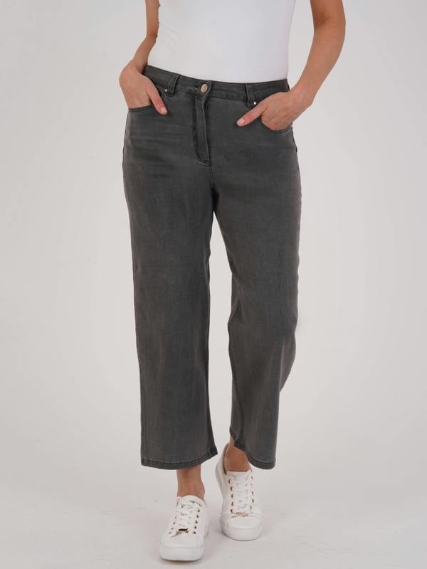 PennyPlain 8 Pocket Wide Leg Denim - Pewter Wash Short