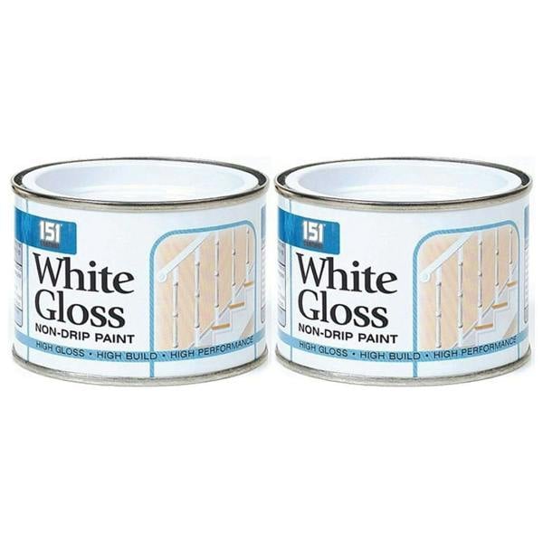151 2X Non-Drip White Gloss Paint Tin 180ml