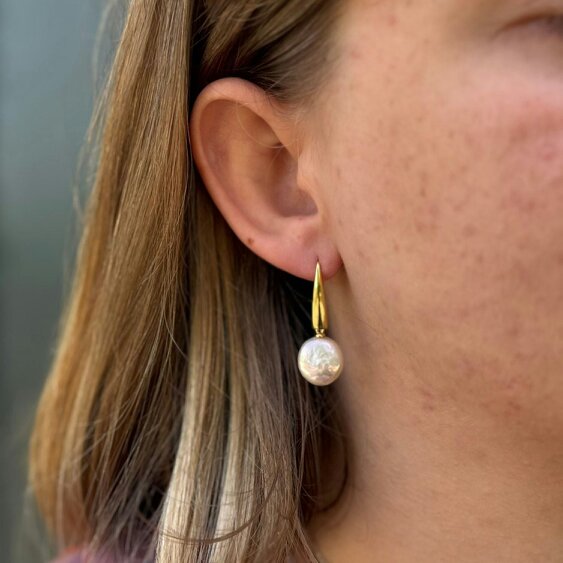 Reeves & Reeves Button Pearl Drop Earrings