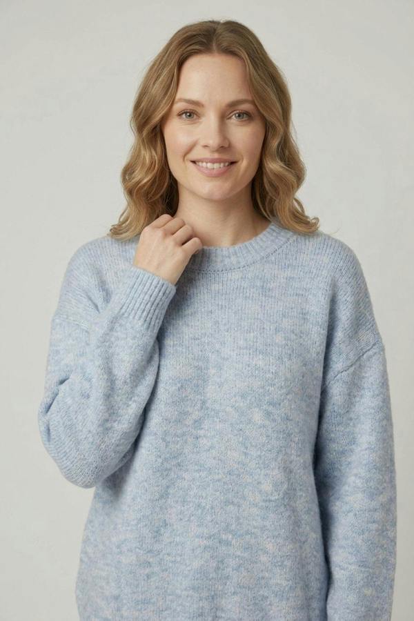 Blue | Textured Relaxed Drop Shoulder Jumper