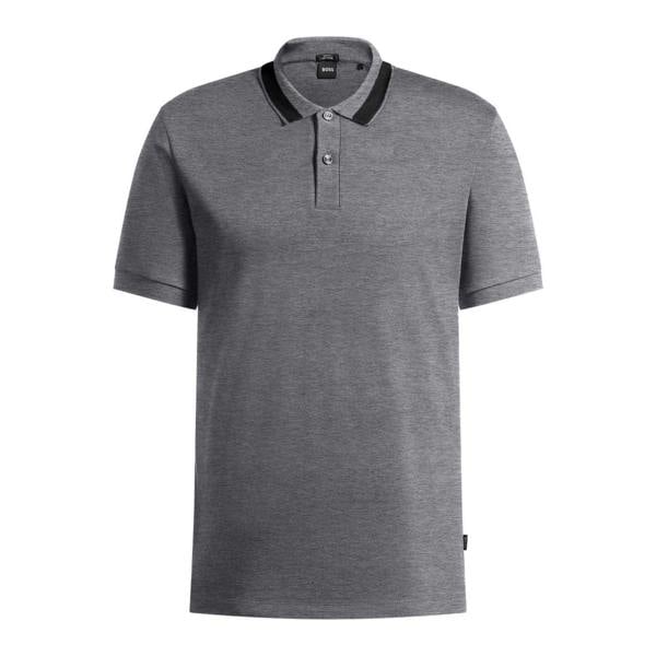 Boss Mens Melange Regular Polo Shirt - Medium Grey - 