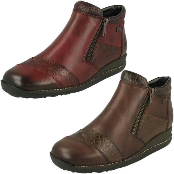 Rieker Ladies Rieker Floral Detailed Wedge Heeled Ankle Boots 44281