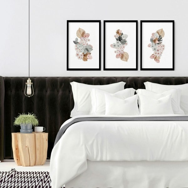 Shabby chic bedroom | set of 3 wall art prints