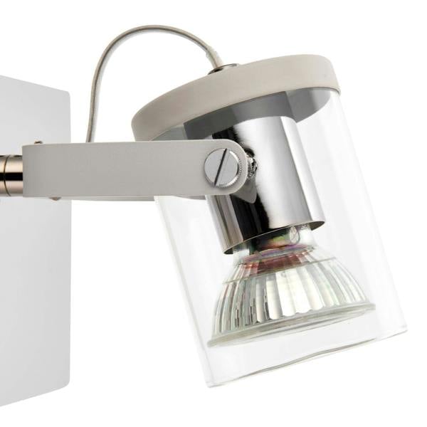 Pagazzi Lighting Errol 1 Light Polished Chrome and White Spotlight Ceiling Light with Glass Shade