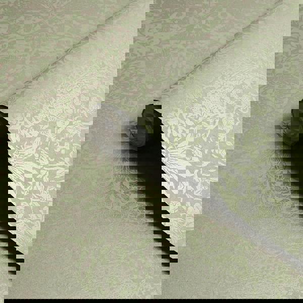 William Morris At Home Strawberry Thief Fibrous Wallpaper | Sage