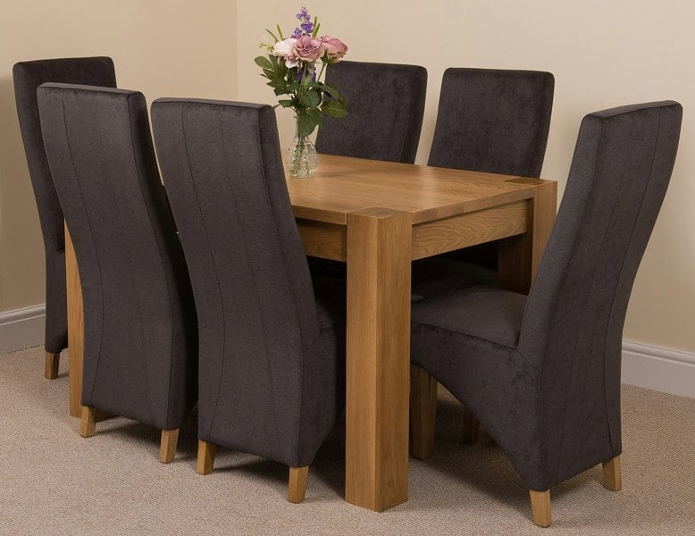 That's Furniture Kuba Small Oak Dining Table with Lola Fabric Chairs