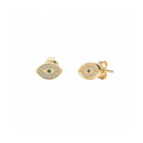 Spero London 9ct Solid Gold Evil Eye Stud Earring