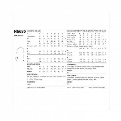 New Look Sewing Pattern 6685, Tops for Women, A (6-8-10-12-14-16-18) - Intermediate