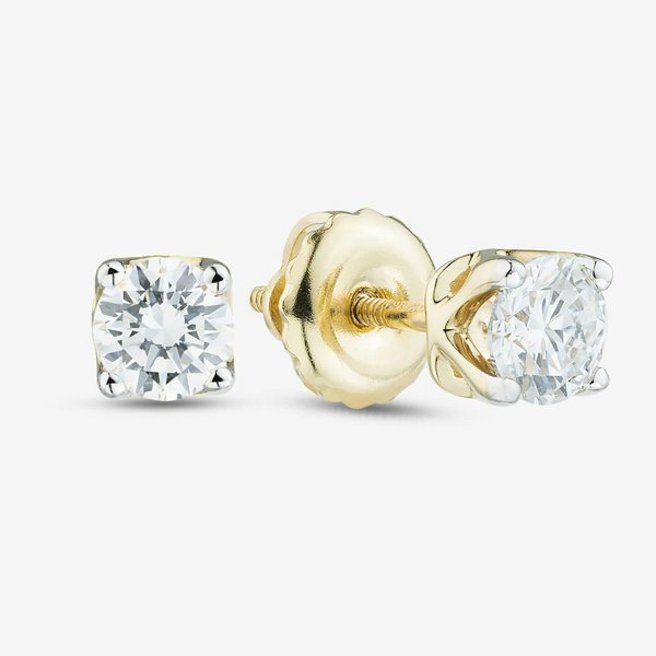 T. H. Baker 9ct Yellow Gold 0.50ct Lab Grown Diamond 4 Claw Stud Earrings LGE2534-50AN