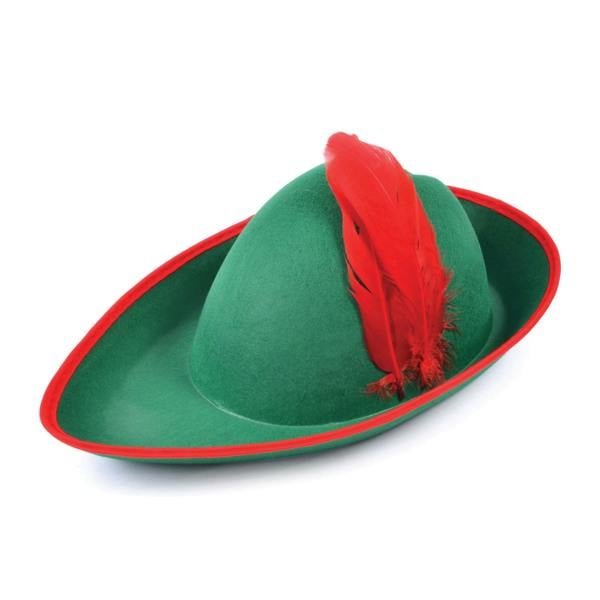 Bristol Novelty Unisex Adults Robin Hood Felt Hat - Green/Red - 