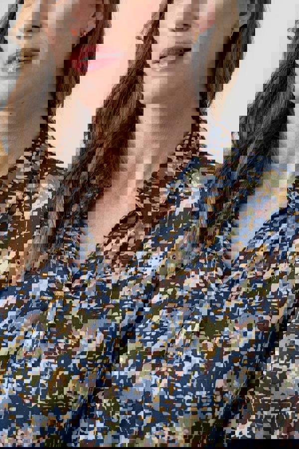 Lily & Me Emma Geometric Print Shift Dress Navy