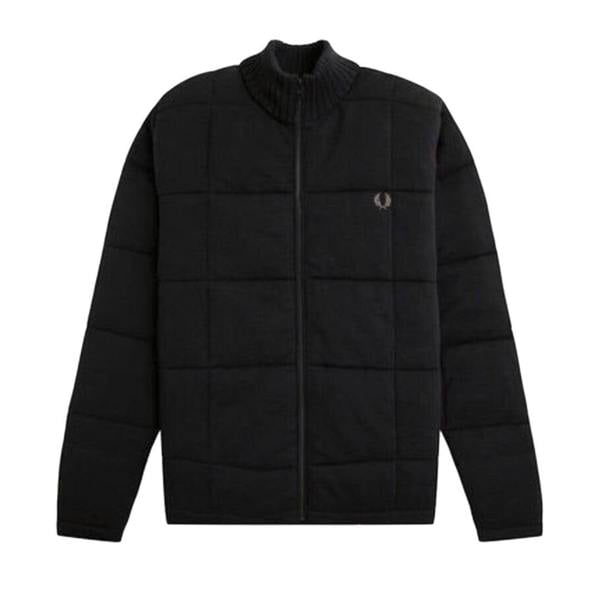 Fred Perry Quilted Knitted Black Jacket S