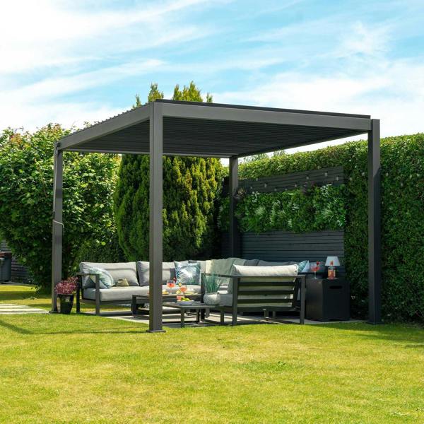Ocean Designs Tivoli 3m x 3m Grey Frame Free Standing Pergola