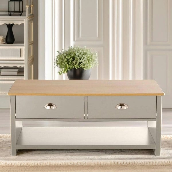 Rafaelo Mobilia Coffee Table With 2 Drawers Grey