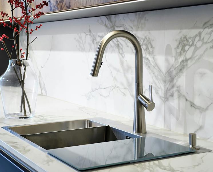 Riobel Ludik Mixer with Pull Down Spray Stainless Steel Kitchen Tap
