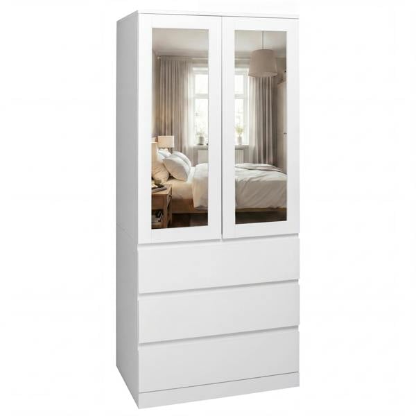 Vida Designs Denver 2 Door 3 Drawer Mirrored Wardrobe