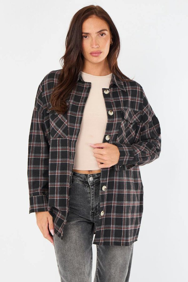 Elaina Fashion Oversized Checkered Shirt