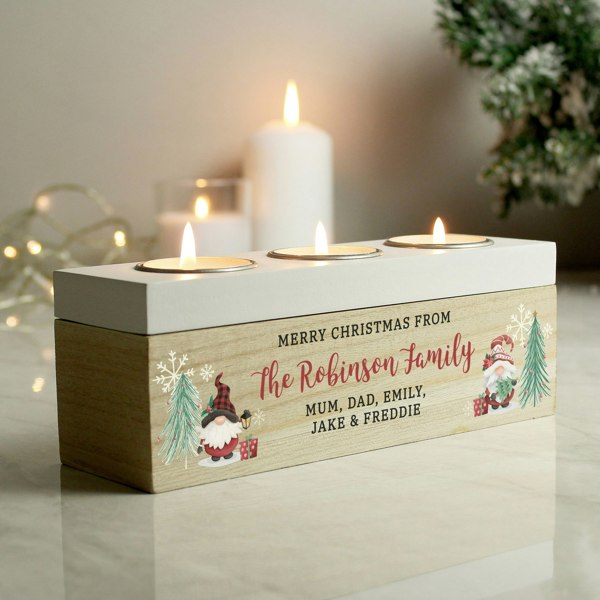 Personalised Memento Company Personalised Christmas Gonk Triple Tea Light Box