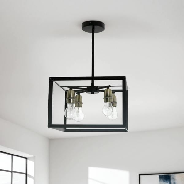 Pagazzi Lighting Sully 4 Light Matt Black Semi Flush Ceiling Light