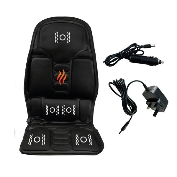 Gr8 Garden Heated Massage Seat Cushion 12V Car & Home 5 Motor Lumbar Back Heat Pad Electric