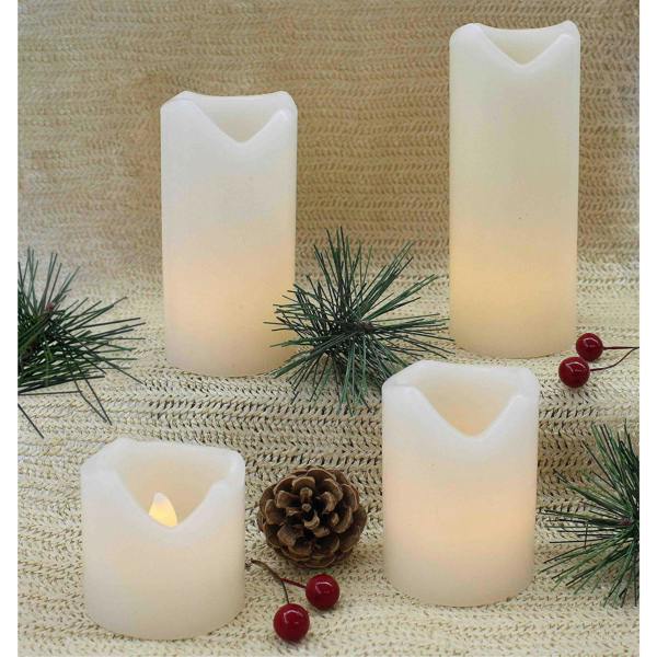 Dyzi Set of 4 Flameless LED Real Wax Flickering Candles Cream