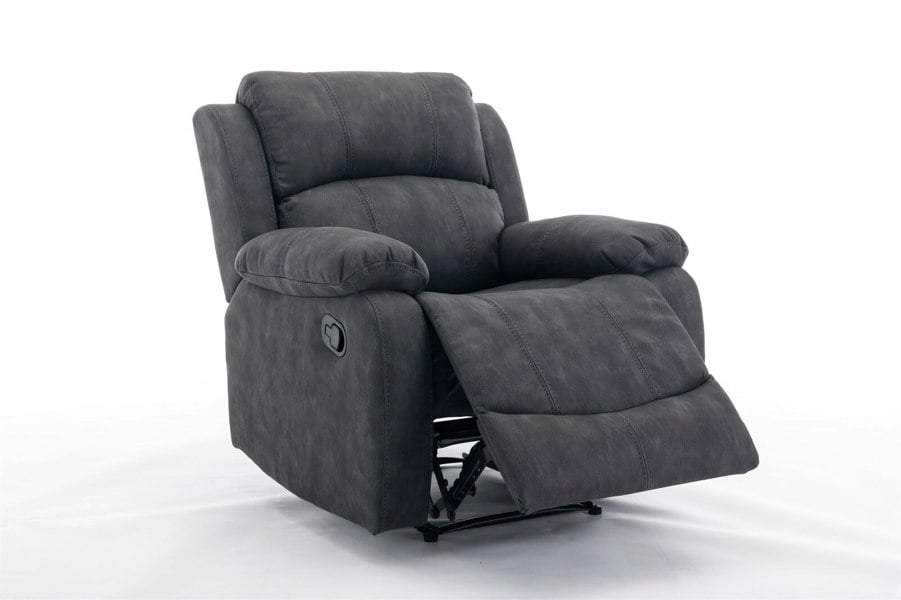 Furniture One Recliner Sofa, Leathaire Fabric Manual Recliner Armchair 105–135 Degrees Recliner Padded Sofa with Adjustable Backrest and Footrest