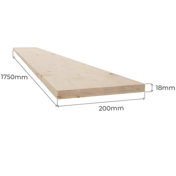 Snowdon Timber Softwood Shelf Board (T) 18mm (W) 200mm (L) 1750mm