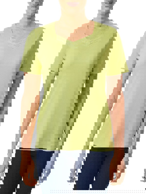 PennyPlain Diamante Sweetheart Neck Top - Kiwi