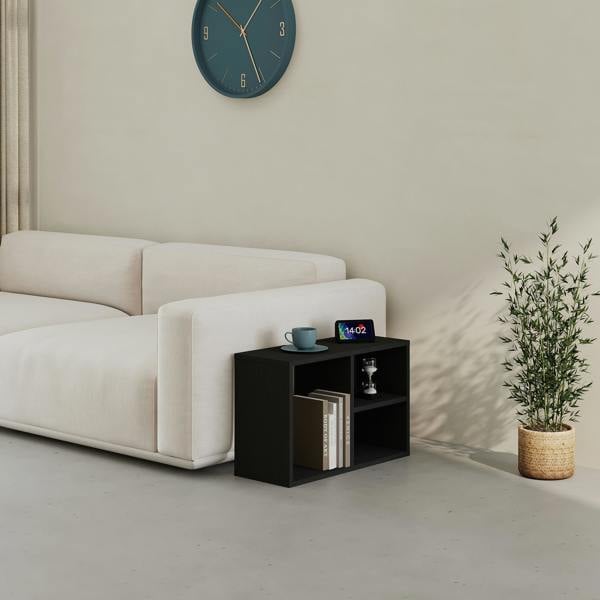 Decortie Modern Combayn Big Low Standing Book Shelf, 3 Open Storage Horizontal or Vertical Compact Bookshelf Bedroom