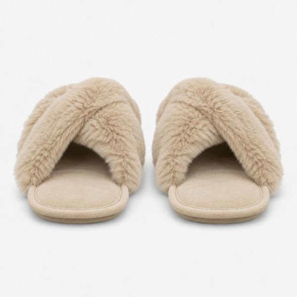 Totes CROSS FUR SLIDER Mules Mules   in  Cream