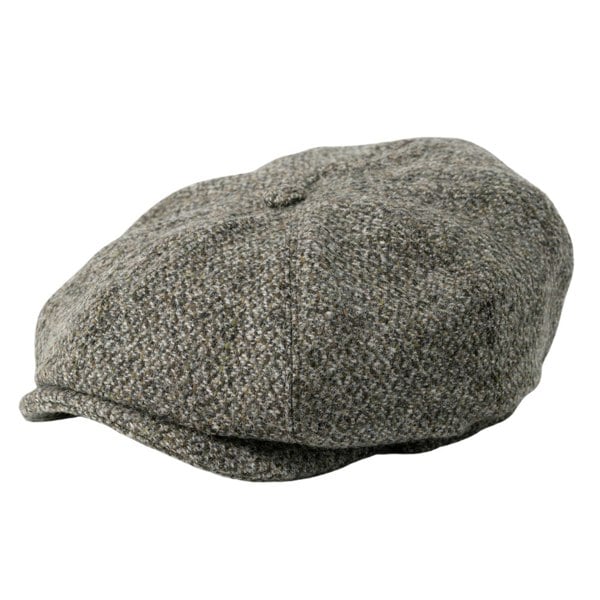 Gamble & Gunn Lewis - 8 Panel British Made Harris Tweed in Barleycorn Stone Grey Cap 