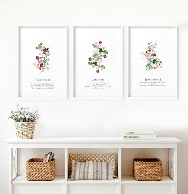 Large art for living room | set of 3 Christian wall art prints