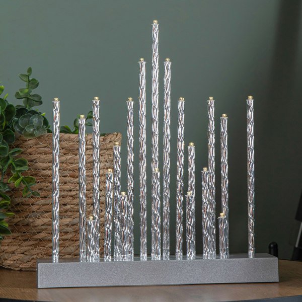 Samuel Alexander 27cm Battery Powered Light up Christmas Candlebridge in Silver with 20 LEDs