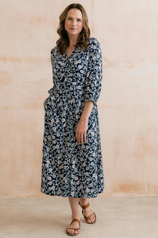 Lily & Me Leoni Printed Shirt Dress Navy