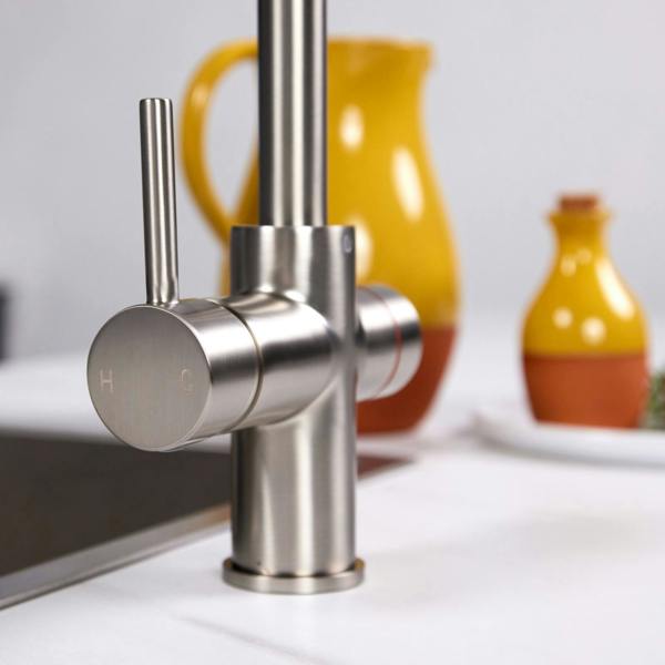 Impromta 3 in 1 Biometric Swan Neck Boiling Water Tap | Brushed Steel Finish