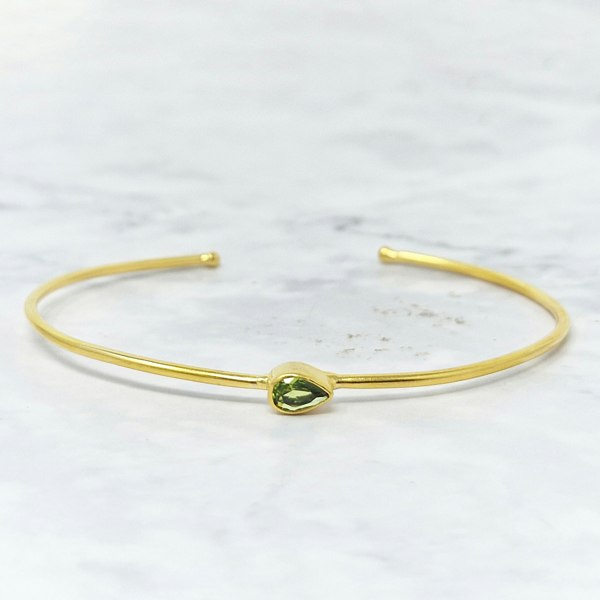 Peridot August Birthstone Gold Plated Bangle