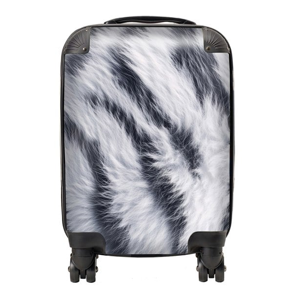 Warren Reed White Tiger Fur Print Suitcase