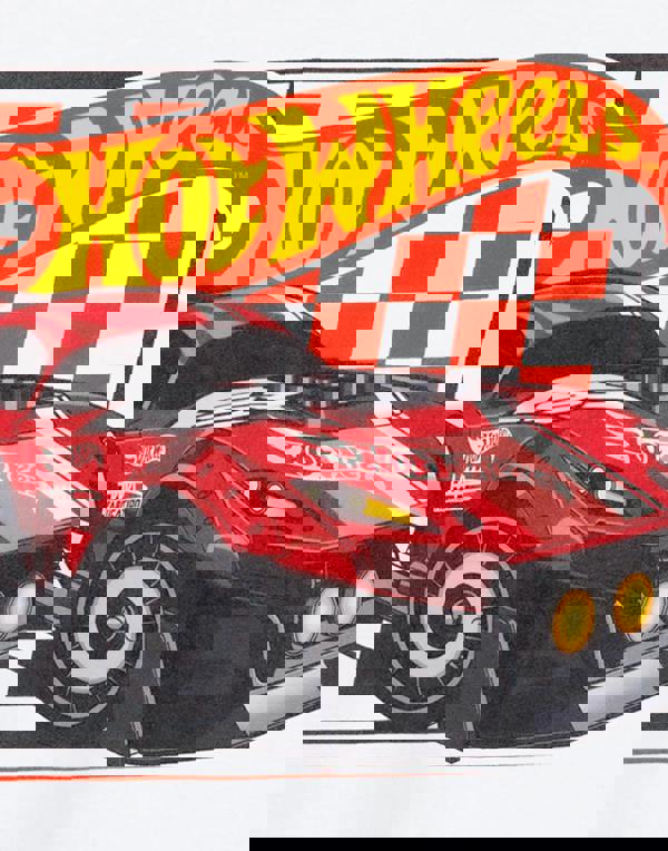 Hot Wheels Boys White Checkerboard Short Sleeved T-Shirt