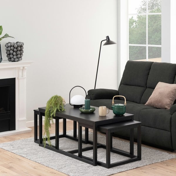 Furniture To Go Cornus Square Coffee Table Set in Matt Black Set of 3
