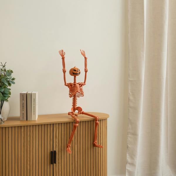 Samuel Alexander 90cm Poseable Pumpkin Skeleton Hanging Halloween Decoration